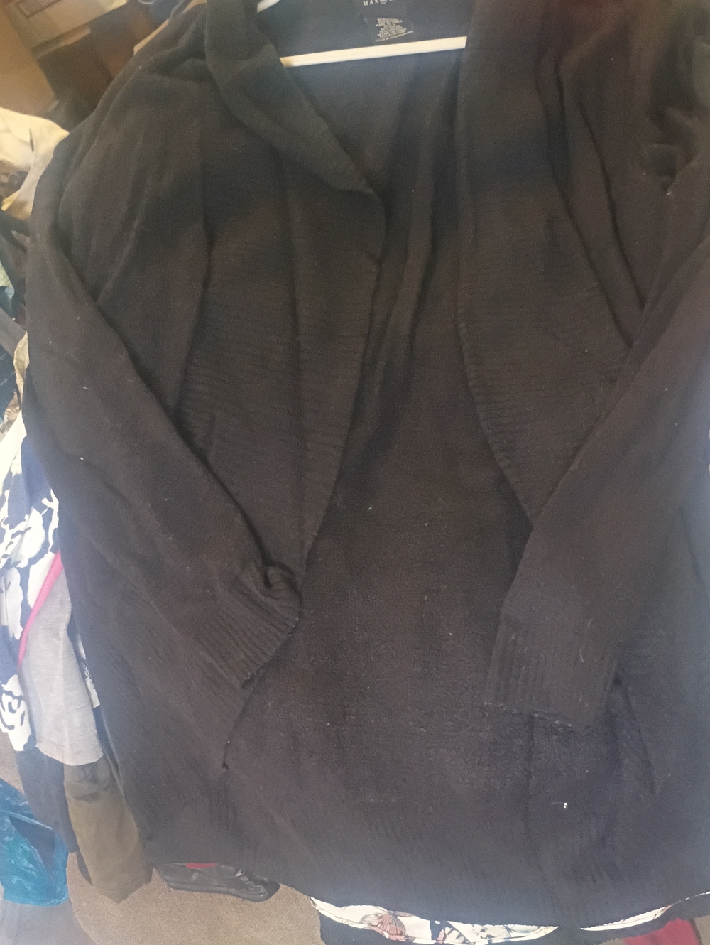 MaxMara Black Open-Front Knit Cardigan